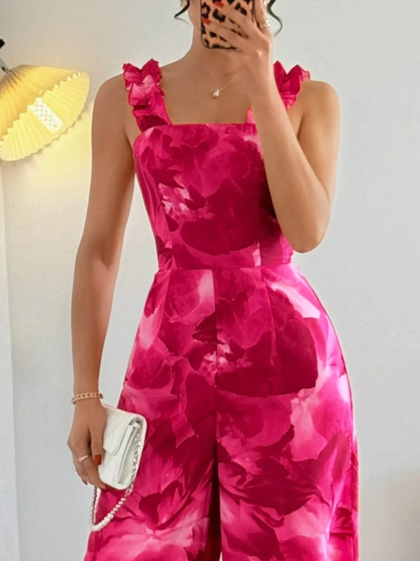 🌸💕 Floral Print Square Neck Wide Leg Jumpsuit 👗✨ - Patelcreations