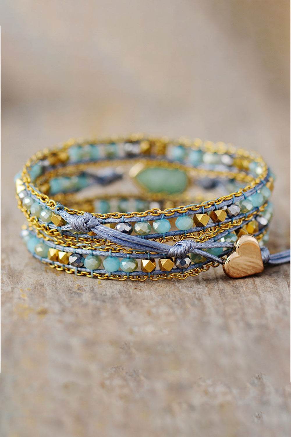 🌊 Handmade Teardrop Shape Triple Layer Beaded Bracelet - Jade Oceanic Luxury - Patelcreations