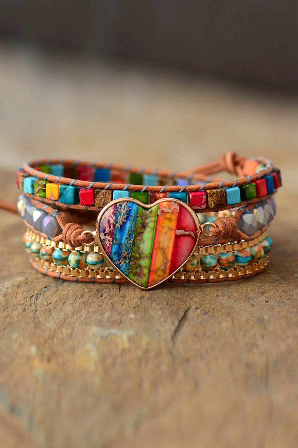 Handcrafted Imperial Jasper 7 Chakra Bracelet or Celebration Pride Jewelry - Patelcreations