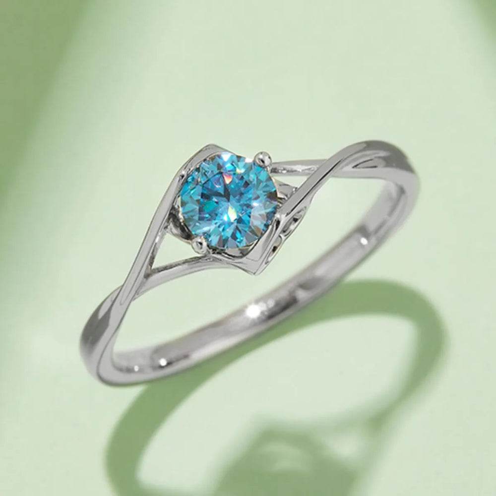 0.5 Carat Moissanite Rings - Sterling Silver Round Halo Sunburst - Patelcreations