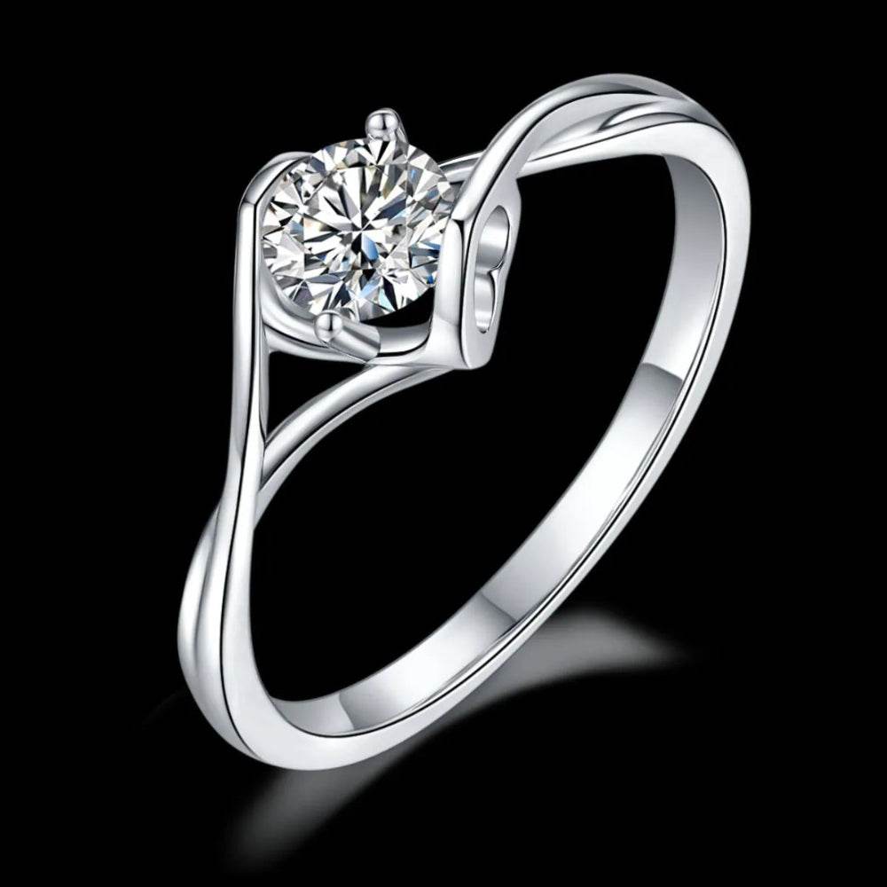 0.5 Carat Moissanite Rings - Sterling Silver Round Halo Sunburst - Patelcreations