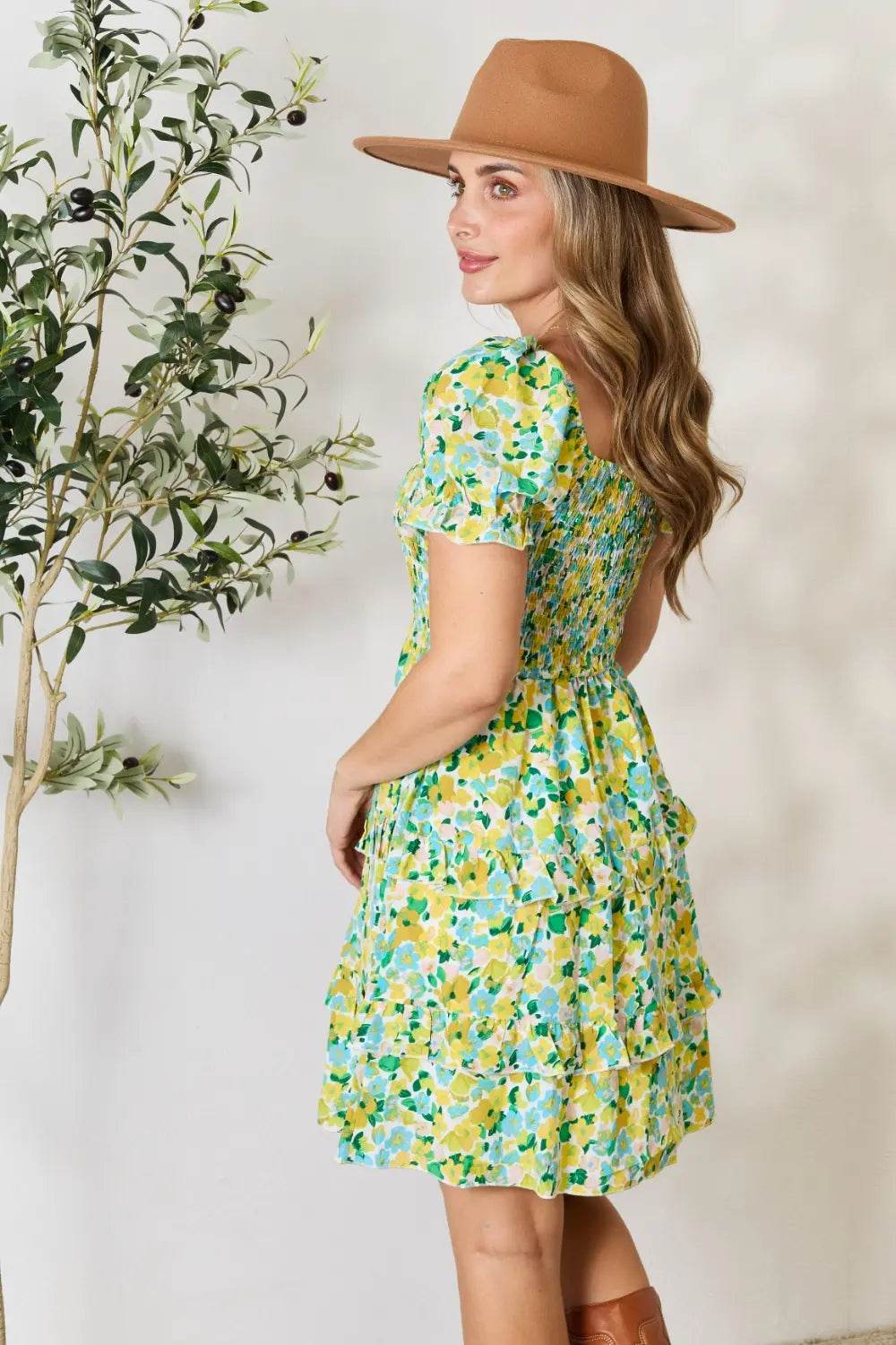 🌻 Devine Smocked Scoop Neck Flounce Sleeve Mini Dress - Yellow (LIMITED STOCK) 🌻 - Patelcreations
