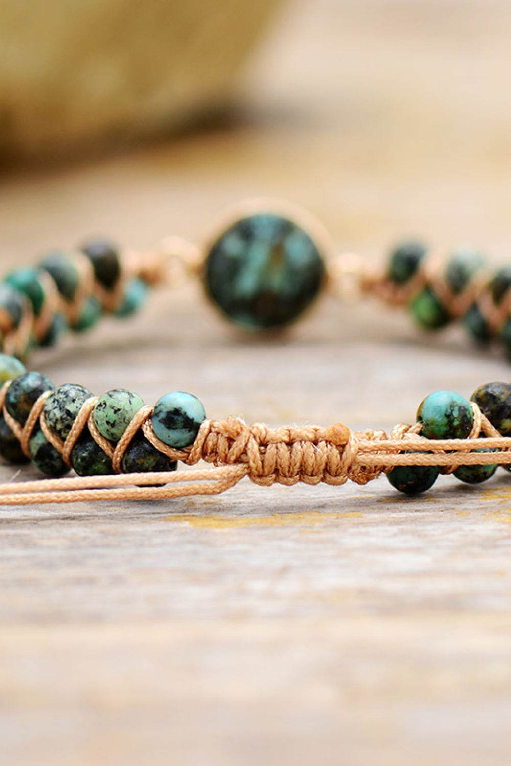 Handmade Beaded Copper Bracelet - Teal Natural Stone Bohemian Jewelry - Patelcreations