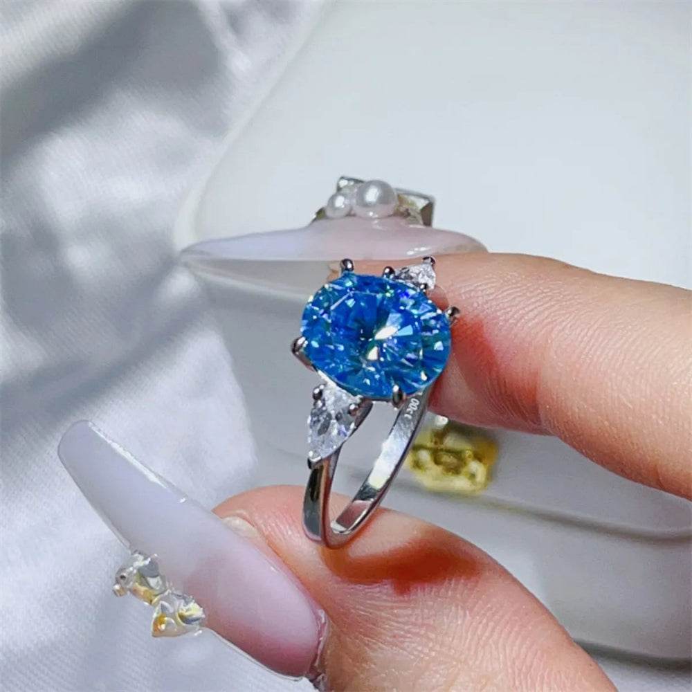 3 Carat Moissanite Ring - Platinum Plated Sterling Silver Round Cut - Patelcreations