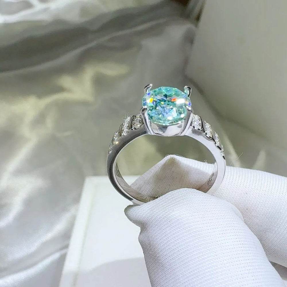 2 Carat Moissanite 925 Sterling Silver Ring - Turquoise - Patelcreations