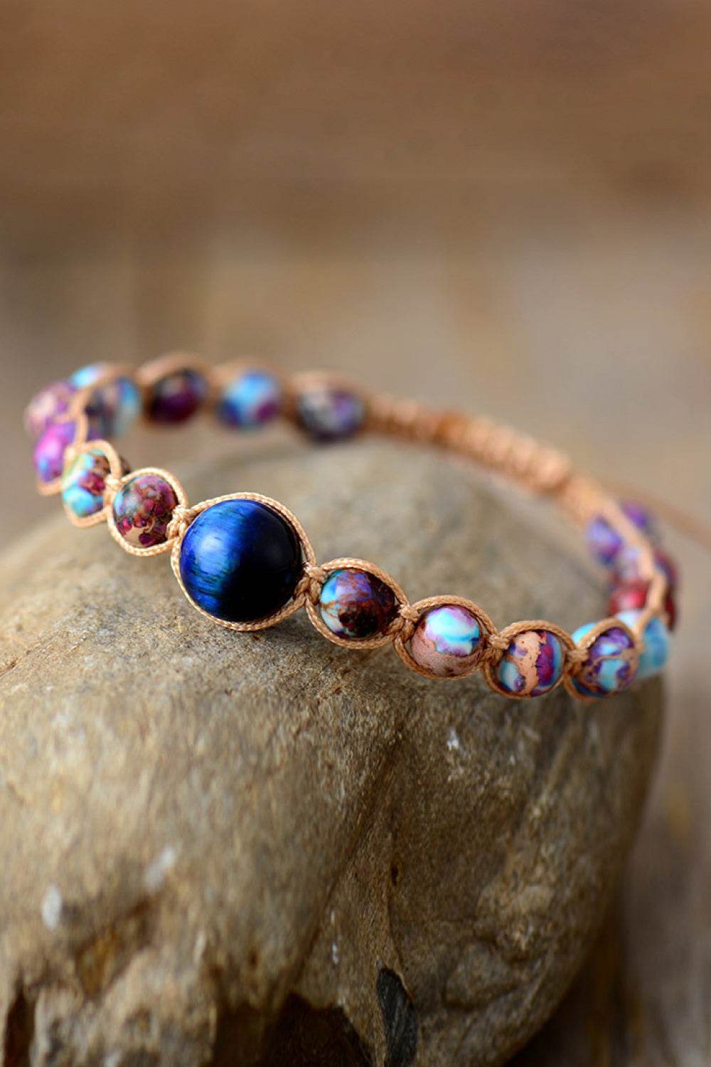 Handmade Imperial Jasper & Natural Stone Beaded Bracelet - Luxury Wire-Wrapped Jewelry - Patelcreations
