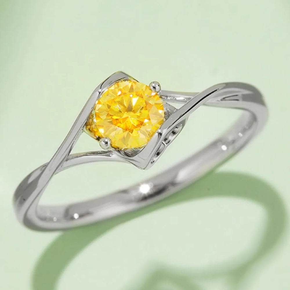 0.5 Carat Moissanite Rings - Sterling Silver Round Halo Sunburst - Patelcreations