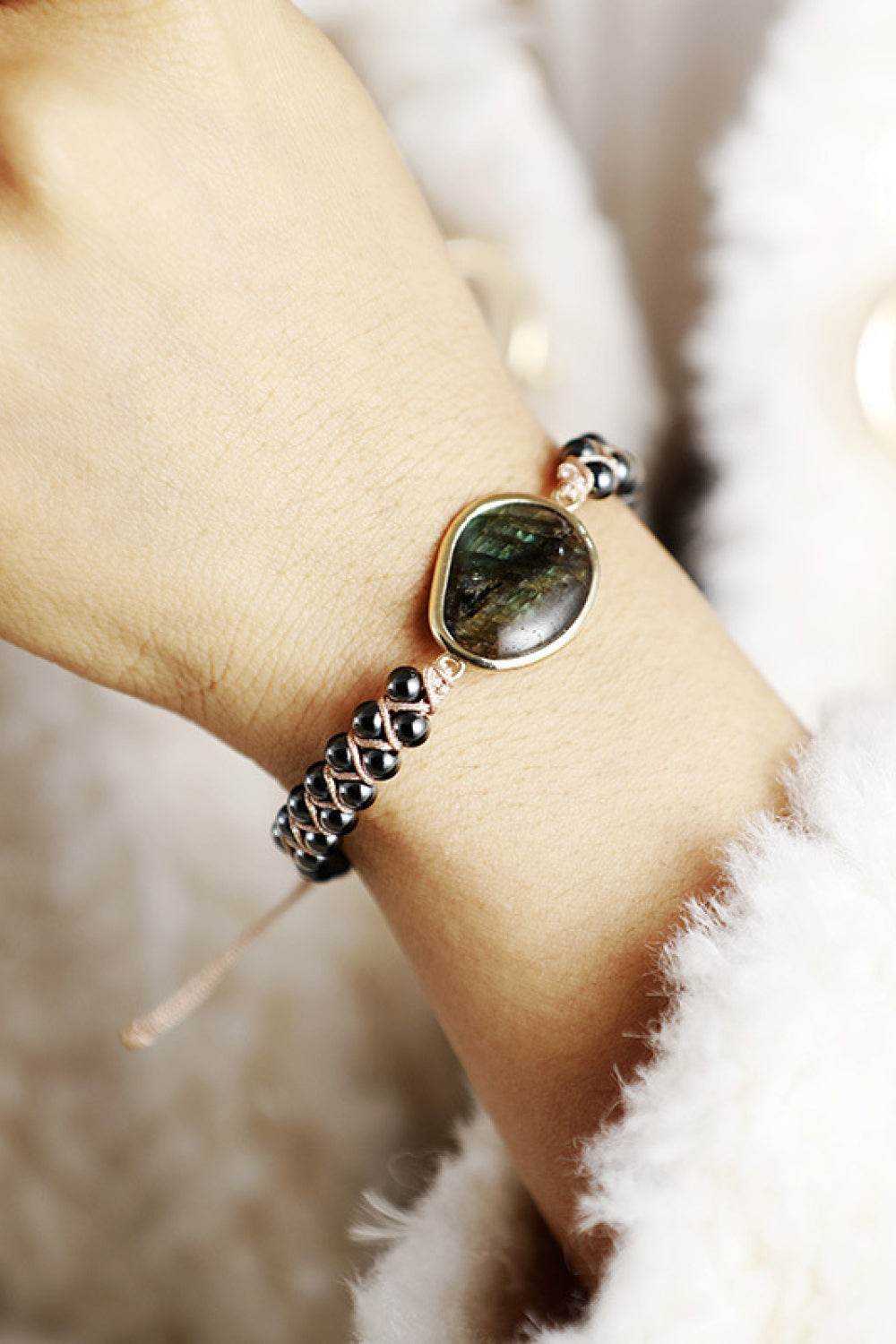Handmade Labradorite Natural Stone Beaded Bracelet - Modern Luxury Jewelry - Patelcreations