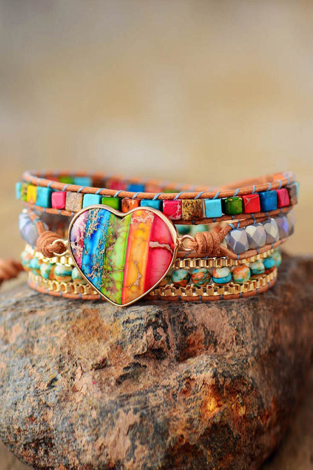 Handcrafted Imperial Jasper 7 Chakra Bracelet or Celebration Pride Jewelry - Patelcreations