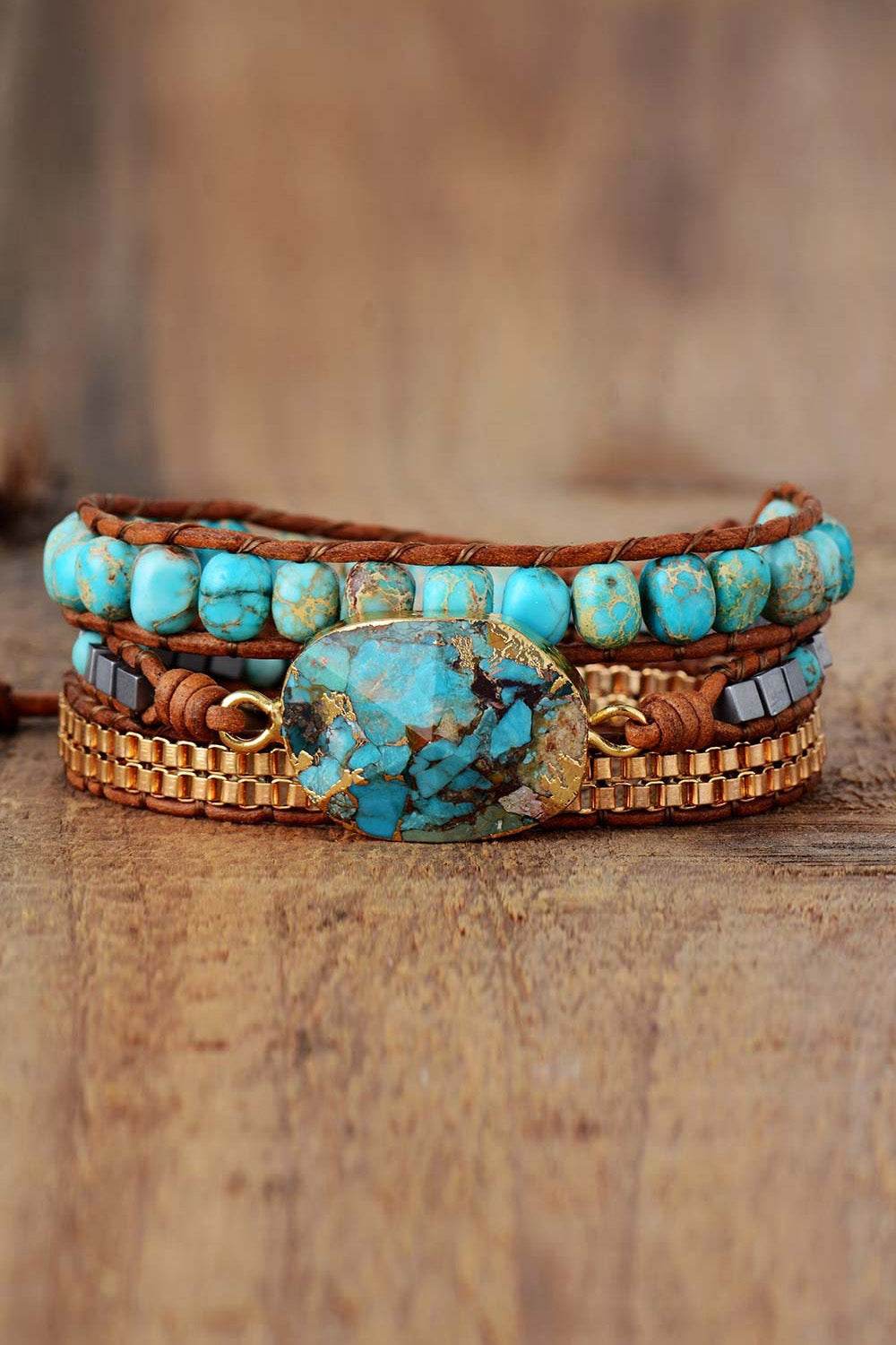 Handmade Natural Stone Copper Bracelet - Turquoise Southwestern Luxury - Patelcreations