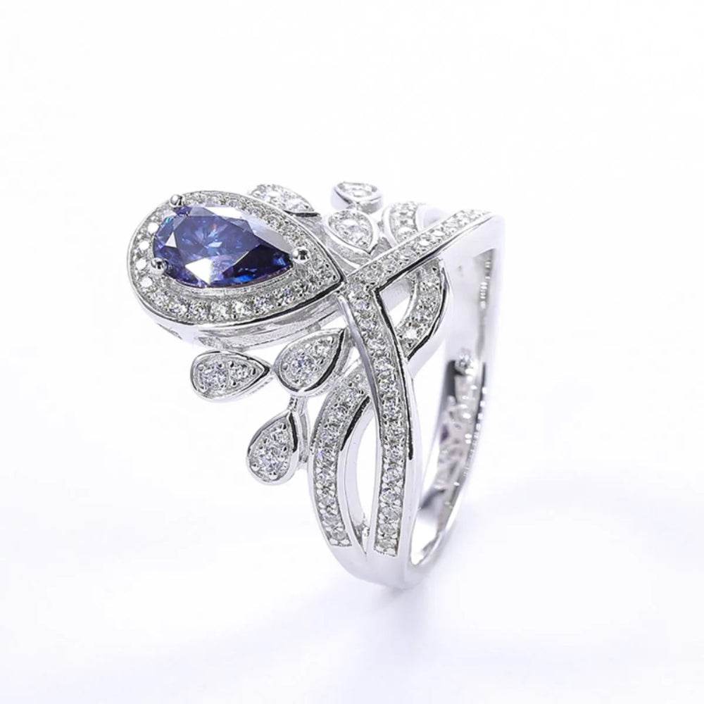 1 Carat Moissanite Ring - Sterling Silver Round Cut in 4 Colors - Patelcreations