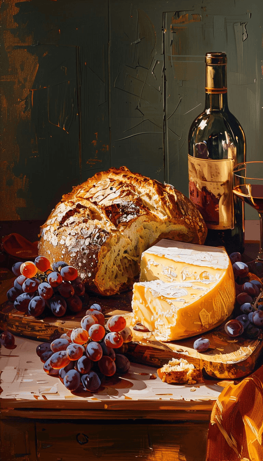 Digital Wall Art of Exquisite Still Life Oil Painting - Rustic Food Scene - Patelcreations