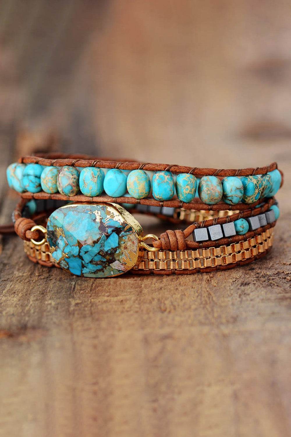 Handmade Natural Stone Copper Bracelet - Turquoise Southwestern Luxury - Patelcreations