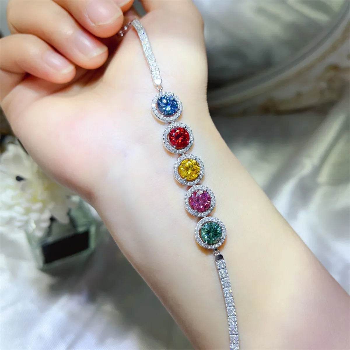 💎 5 Carat Multicolor Moissanite RARE Bracelet - Only 15 Left! 5 SOLD - Patelcreations