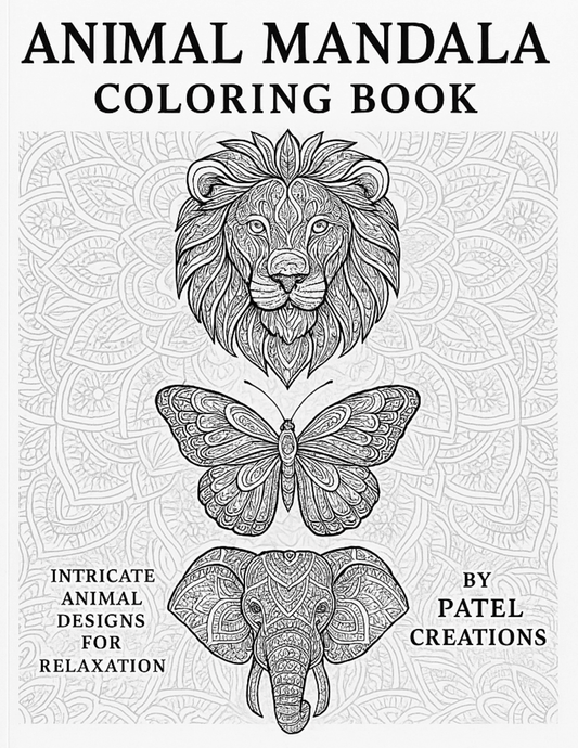 Animal Mandala Coloring Book - 60 Pages of Intricate Animal Designs - Digital Download - Patelcreations
