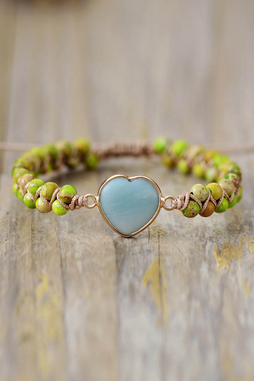 Handmade Heart Shape Natural Stone Bracelet - Colorful Bohemian Love Jewelry - Patelcreations