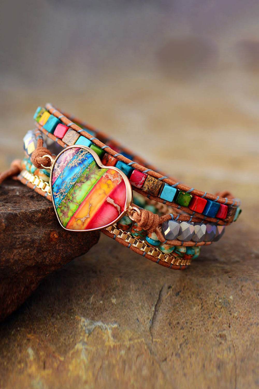 Handcrafted Imperial Jasper 7 Chakra Bracelet or Celebration Pride Jewelry - Patelcreations