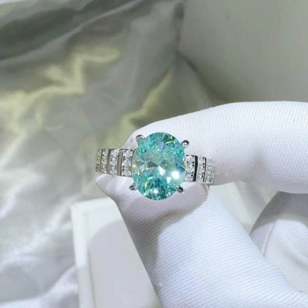 2 Carat Moissanite 925 Sterling Silver Ring - Turquoise - Patelcreations