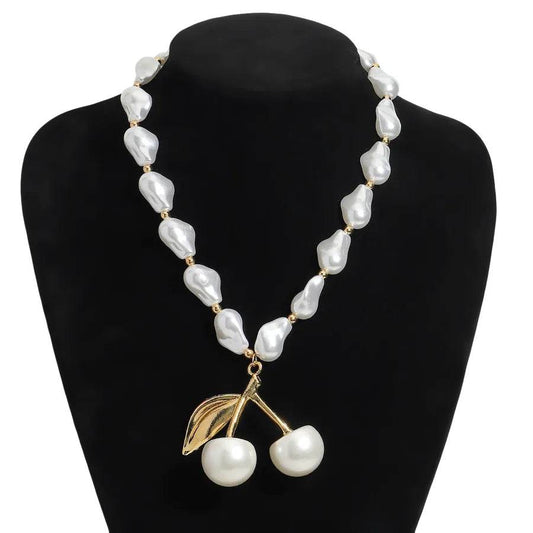 Romantic Cherry Baroque Pearl Necklace - Sweet Coquette Jewelry - Patelcreations