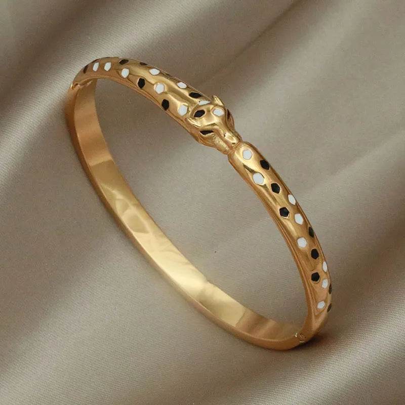Waterproof Designer-Inspired Jaguar & Snake Statement Bangle - 316 Stainless Steel 18K Gold Plated - Patelcreations