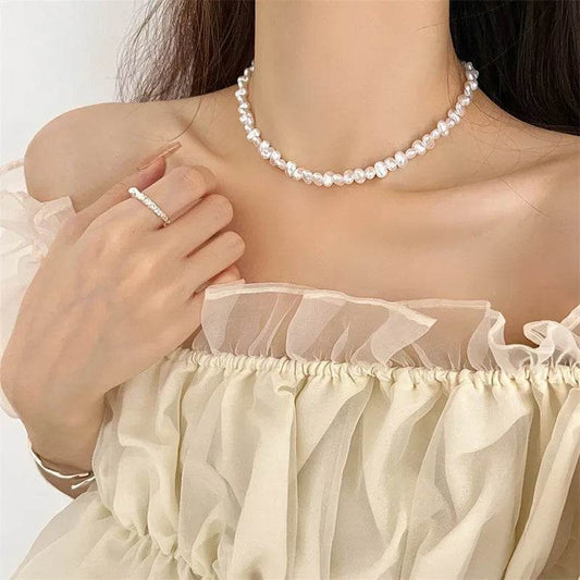 Baroque Pearl Choker - Irregular Beaded Necklace - Patelcreations