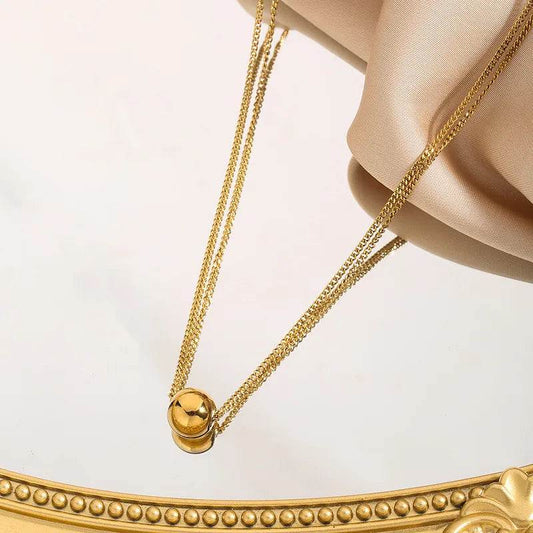 Waterproof Geometric Ball Pendant Necklace - Titanium Steel 18K Gold Plated - Patelcreations