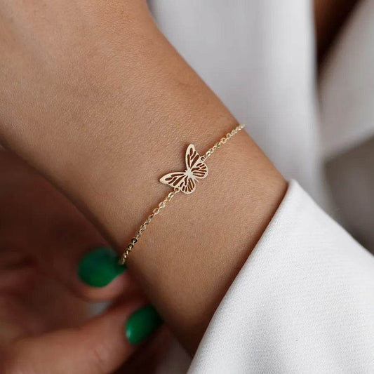 Waterproof Butterfly Bracelet Set (2 Pieces) - 316 Stainless Steel 18K Gold Plated - Patelcreations