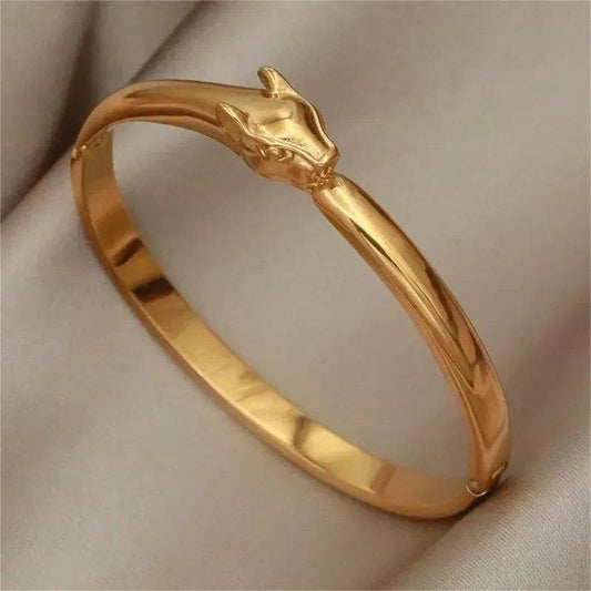Waterproof Designer-Inspired Jaguar & Snake Statement Bangle - 316 Stainless Steel 18K Gold Plated - Patelcreations