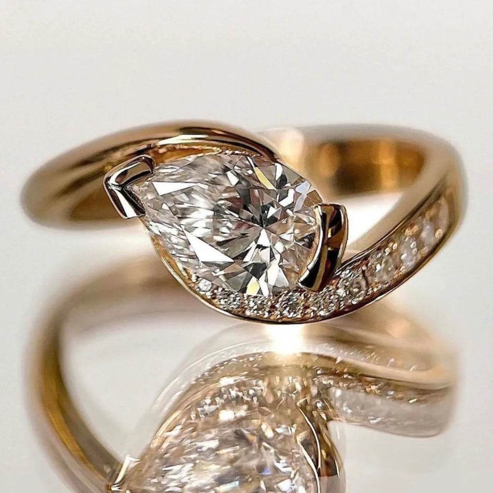 1.5 Carat Moissanite 925 Sterling Silver Ring - 18K Gold Plated - Patelcreations
