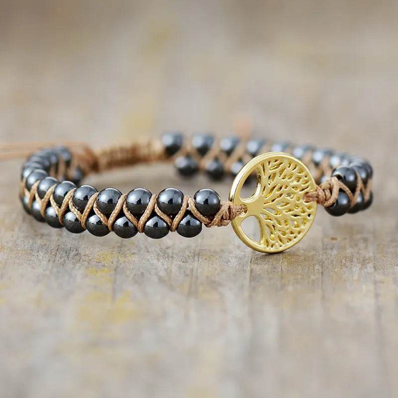 Handmade Tree of Life Natural Stone Braided Bracelet - Spiritual Healing Jewelry - Patelcreations