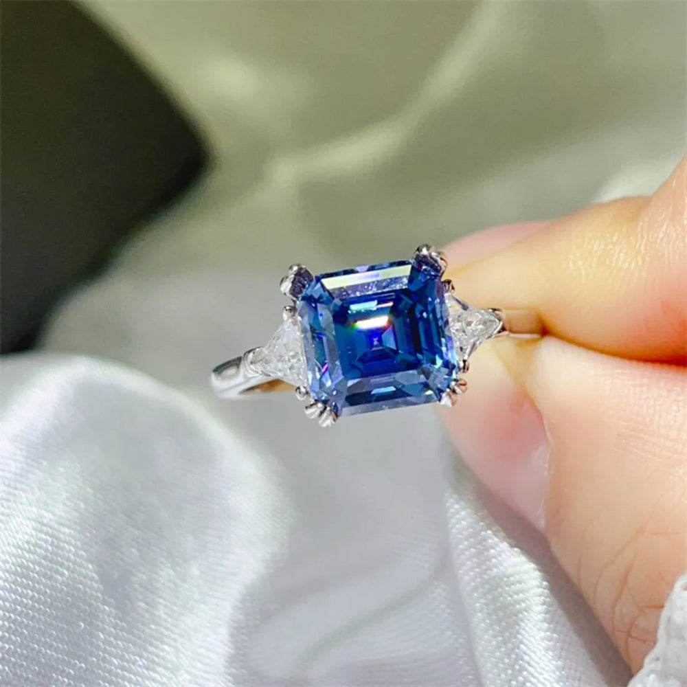 3 Carat Moissanite 925 Sterling Silver Ring - Blue - Patelcreations