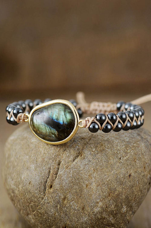 Handmade Labradorite Natural Stone Beaded Bracelet - Modern Luxury Jewelry - Patelcreations