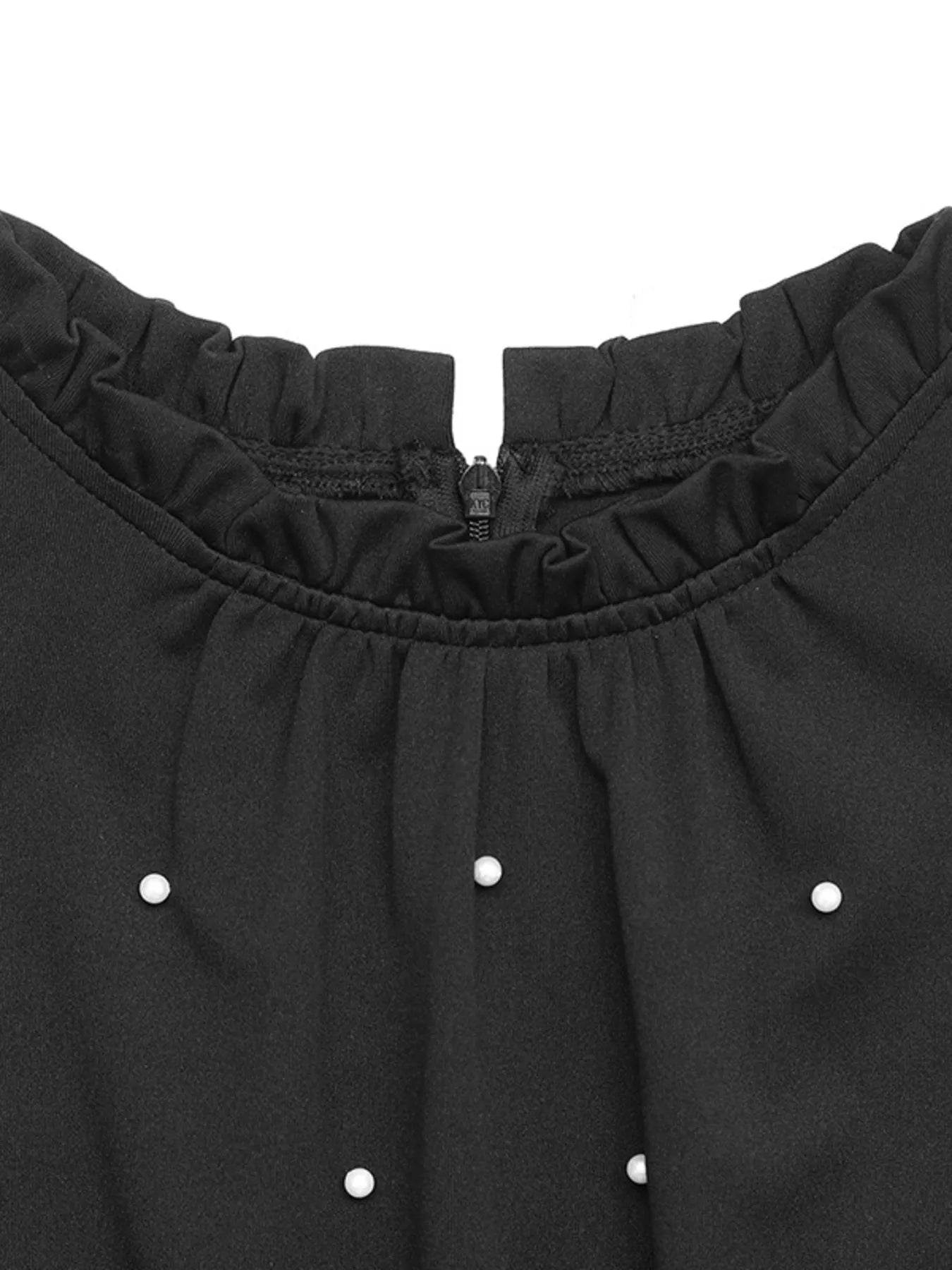 🖤✨ Black Pearl Detail Ruffled Jumpsuit 💎🌸 - Patelcreations