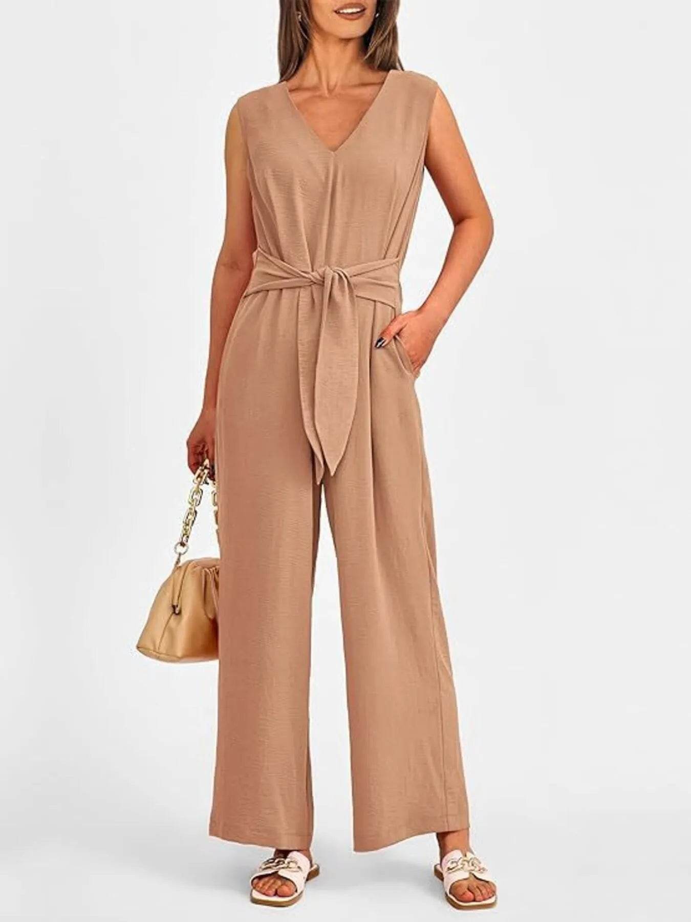 👗✨ V-Neck Sleeveless Wide-Leg Jumpsuit 🌈💫 - Patelcreations
