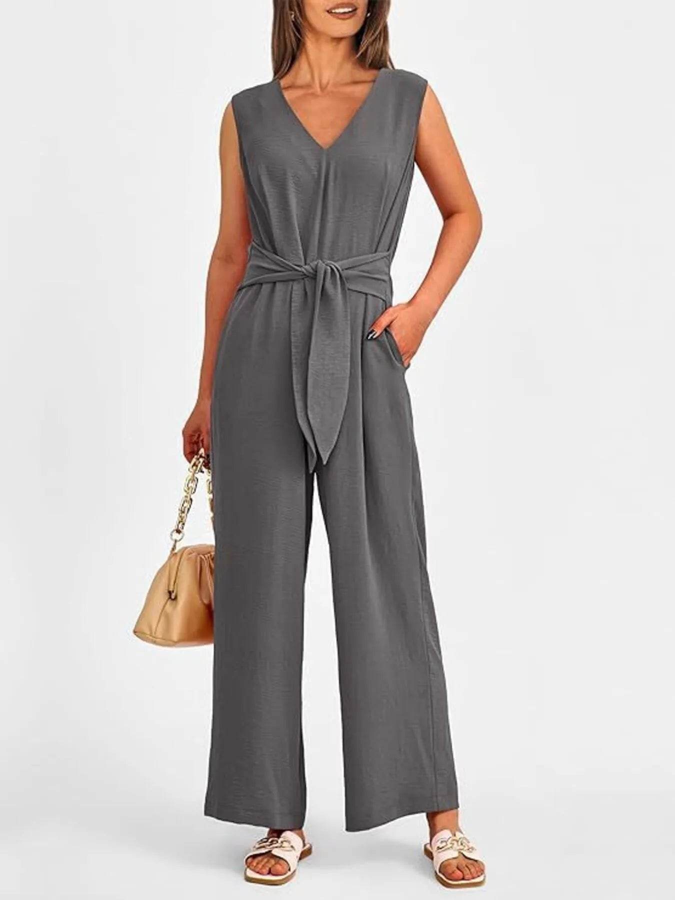 👗✨ V-Neck Sleeveless Wide-Leg Jumpsuit 🌈💫 - Patelcreations