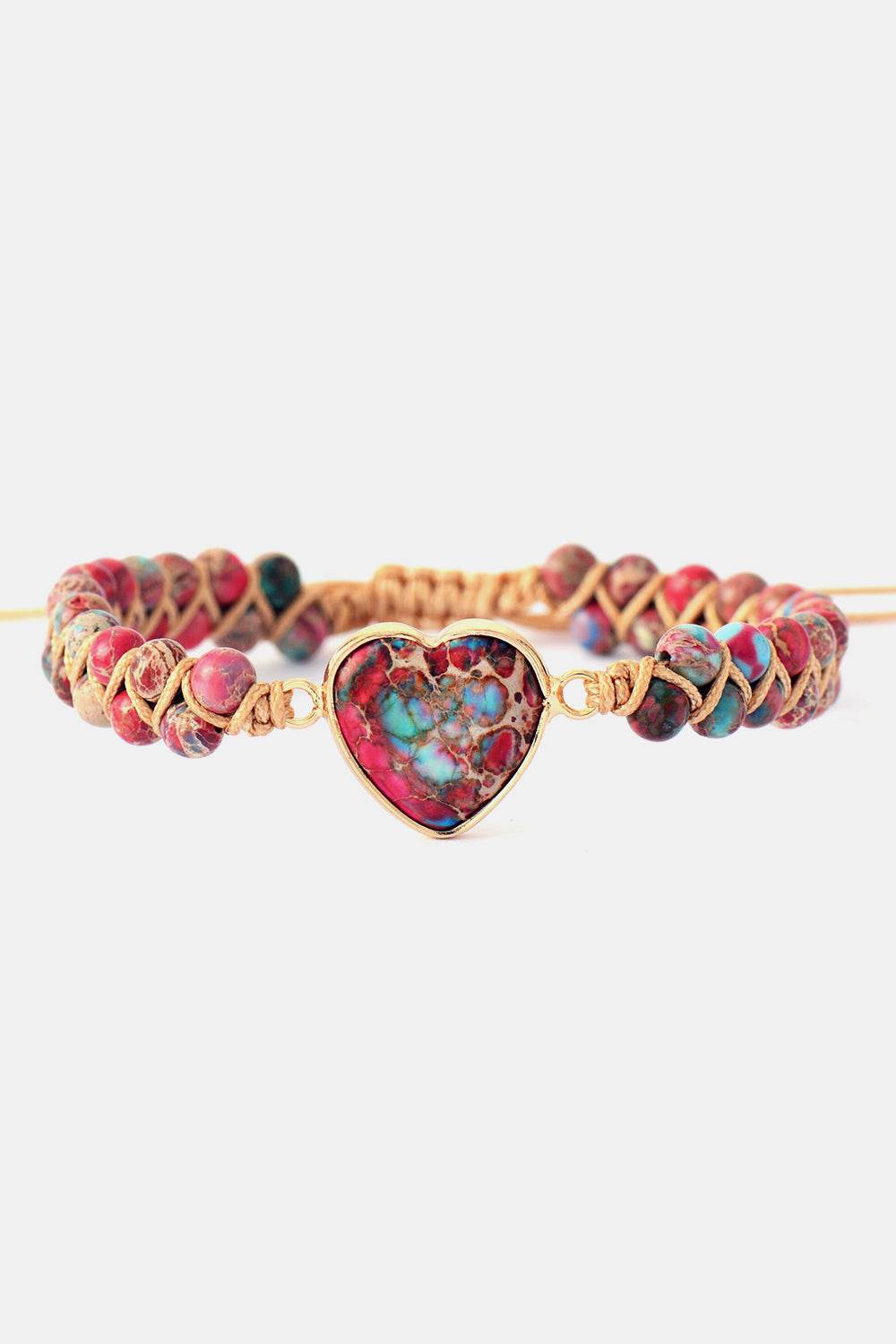 Handmade Heart Shape Natural Stone Bracelet - Colorful Bohemian Love Jewelry - Patelcreations
