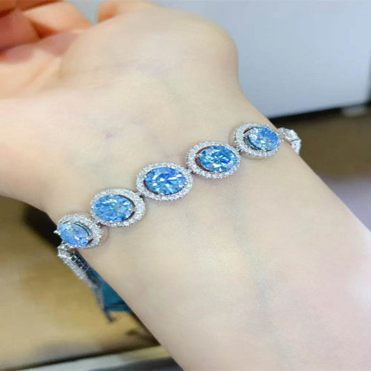 5 Carat Moissanite 925 Sterling Silver Bracelet - Blue - Patelcreations