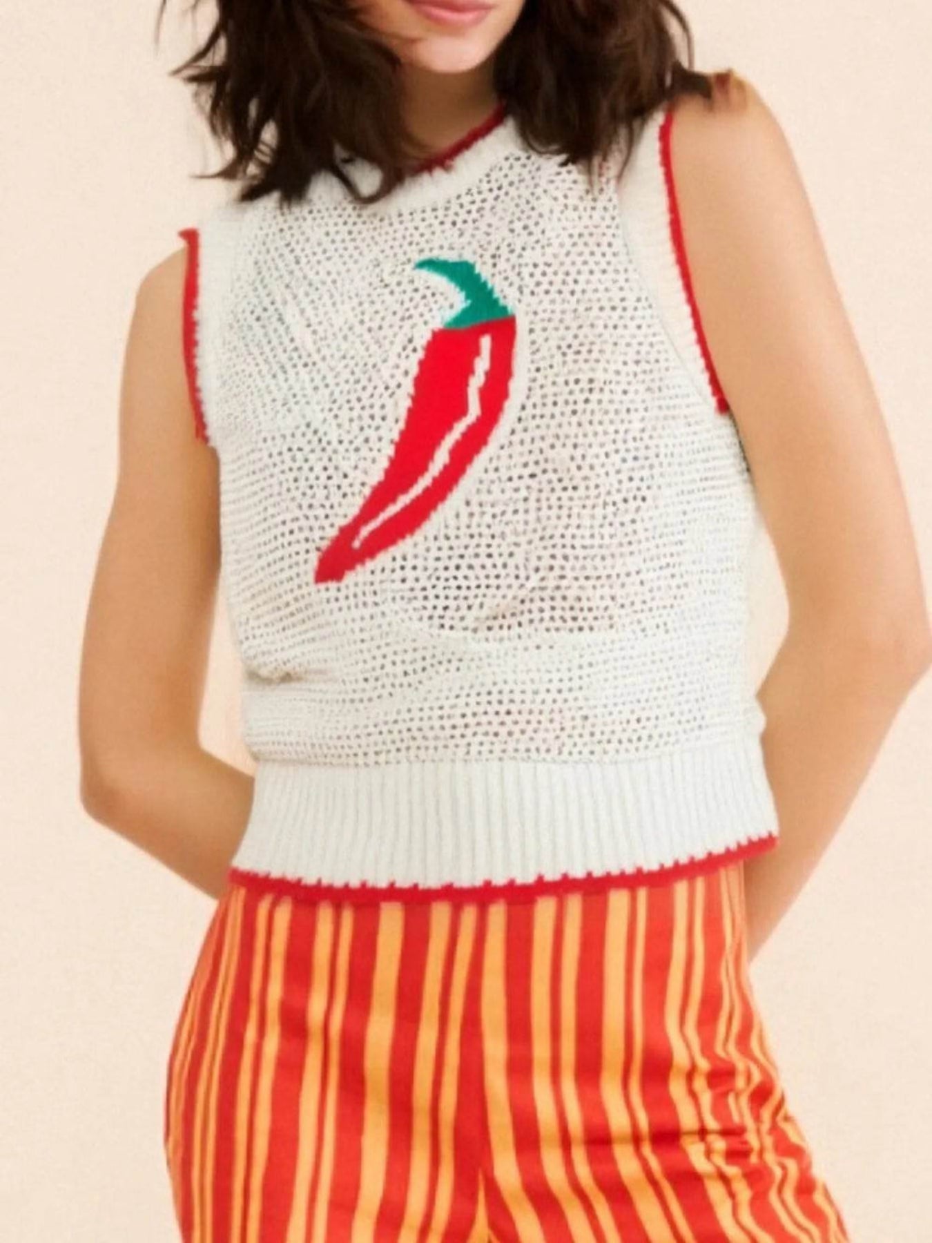 🌶️🔥 Spicy Chili Pepper Crochet Knit Tank Top - Summer Vibes! ☀️✨ - Patelcreations