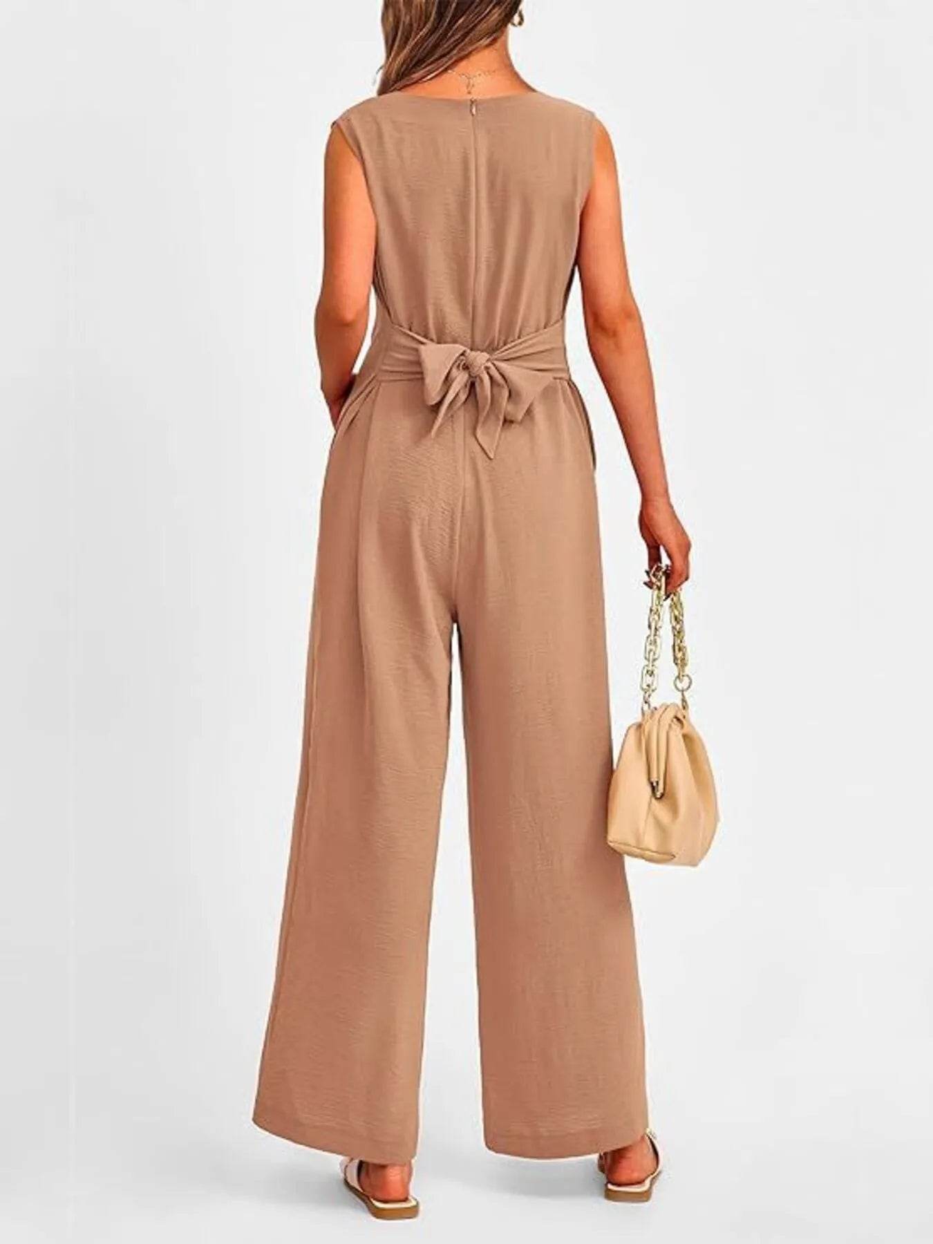 👗✨ V-Neck Sleeveless Wide-Leg Jumpsuit 🌈💫 - Patelcreations