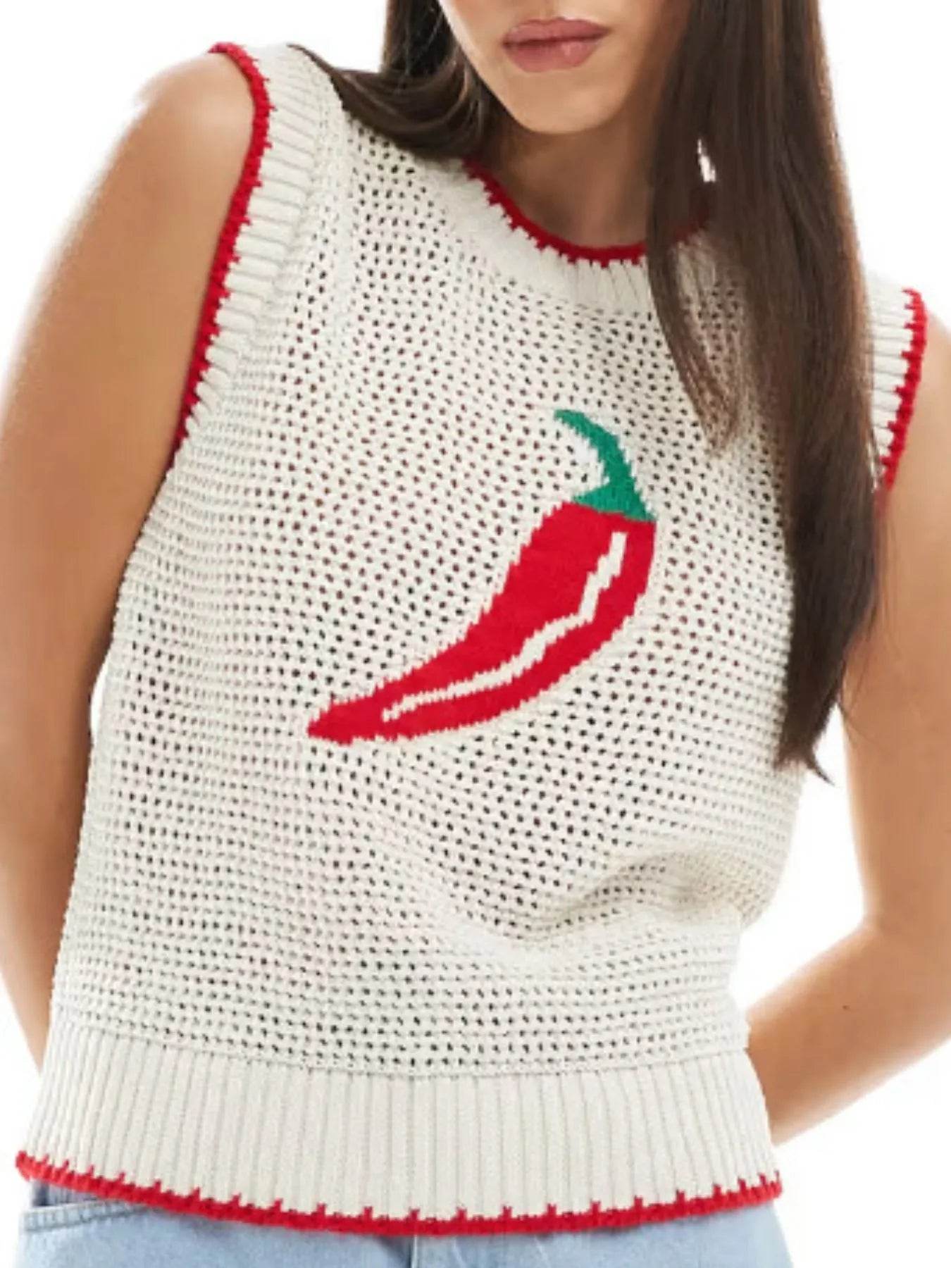 🌶️🔥 Spicy Chili Pepper Crochet Knit Tank Top - Summer Vibes! ☀️✨ - Patelcreations