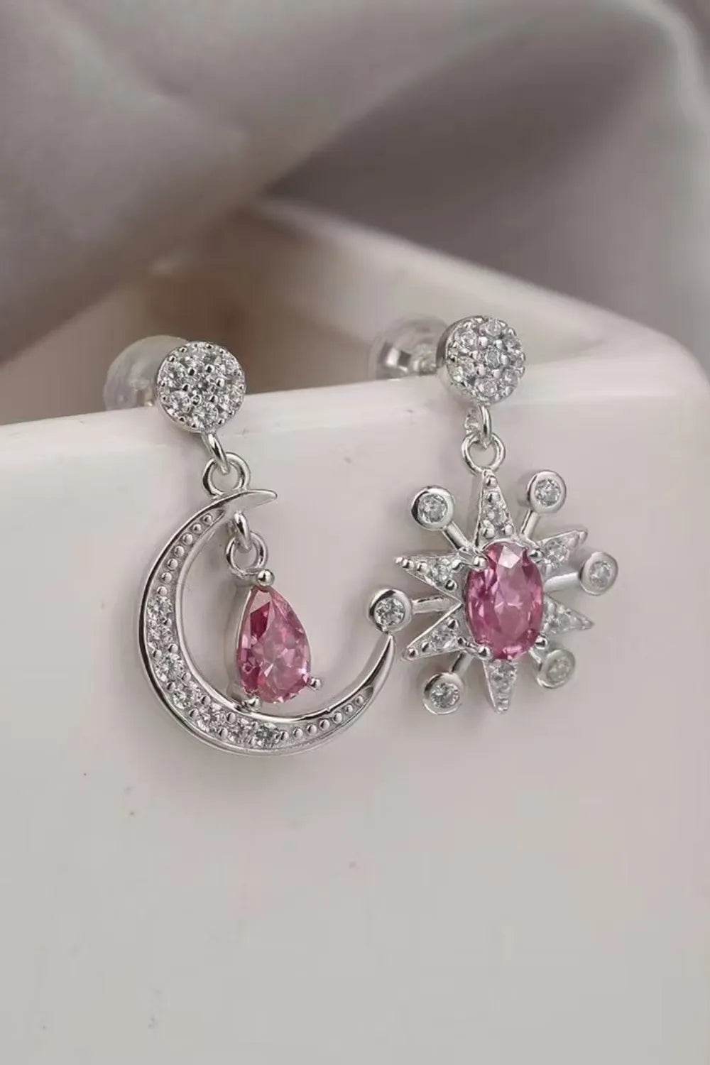 1 Carat Moissanite 925 Sterling Silver Moon & Star Earrings - Patelcreations