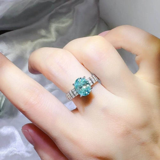 2 Carat Moissanite 925 Sterling Silver Ring - Turquoise - Patelcreations