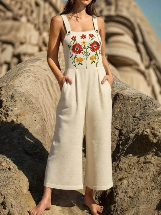 🌸 Floral Embroidered Wide Leg Jumpsuit - Patelcreations