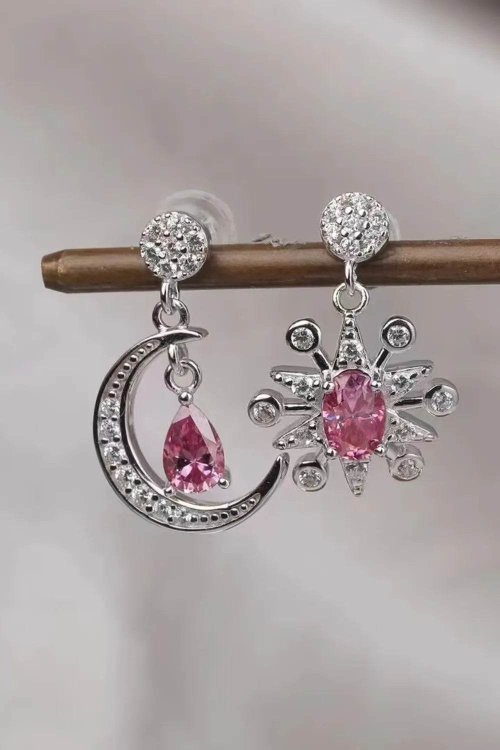 1 Carat Moissanite 925 Sterling Silver Moon & Star Earrings - Patelcreations