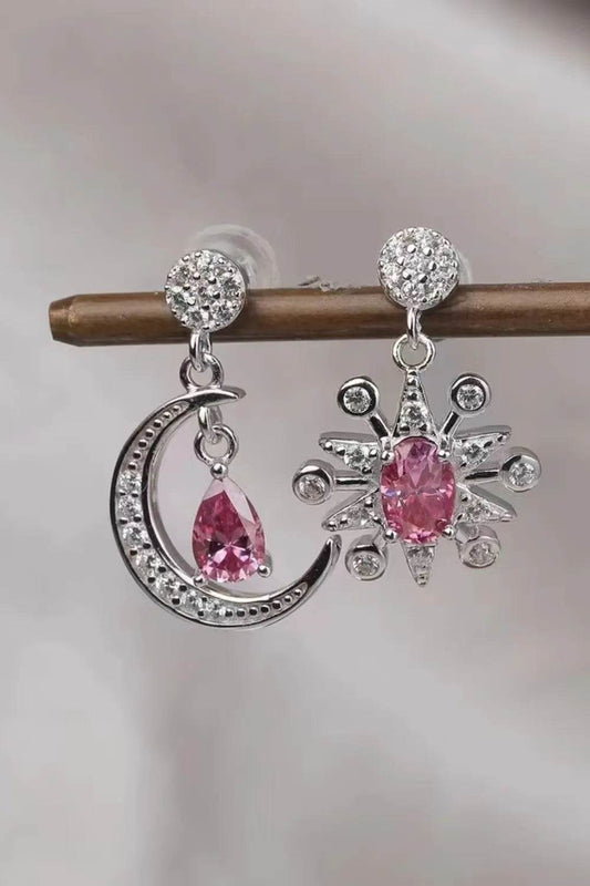 1 Carat Moissanite 925 Sterling Silver Moon & Star Earrings - Patelcreations