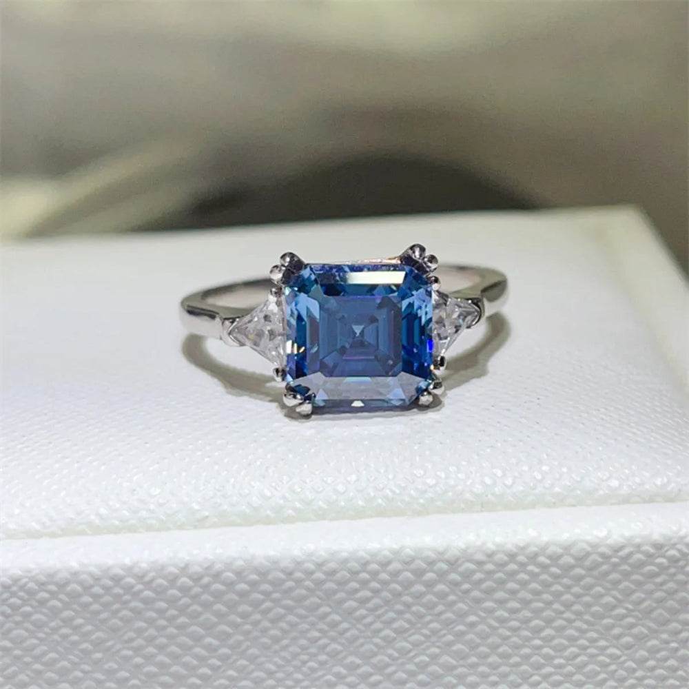 3 Carat Moissanite 925 Sterling Silver Ring - Blue - Patelcreations