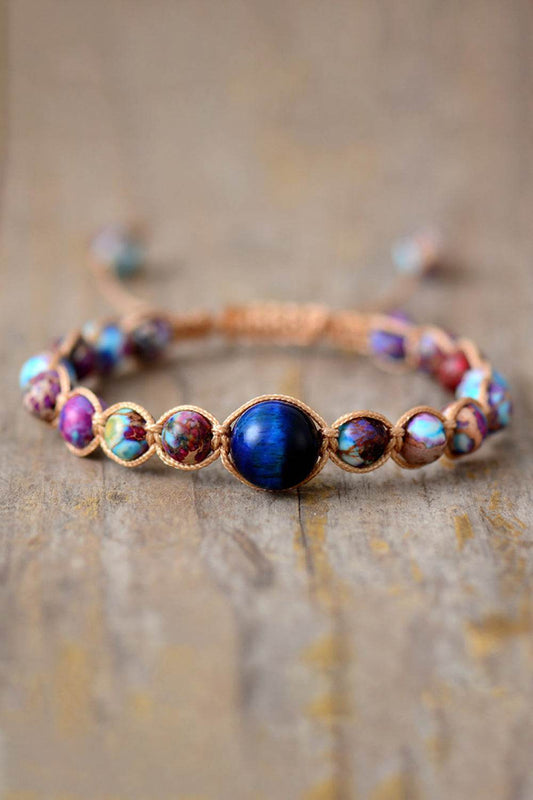 Handmade Imperial Jasper & Natural Stone Beaded Bracelet - Luxury Wire-Wrapped Jewelry - Patelcreations