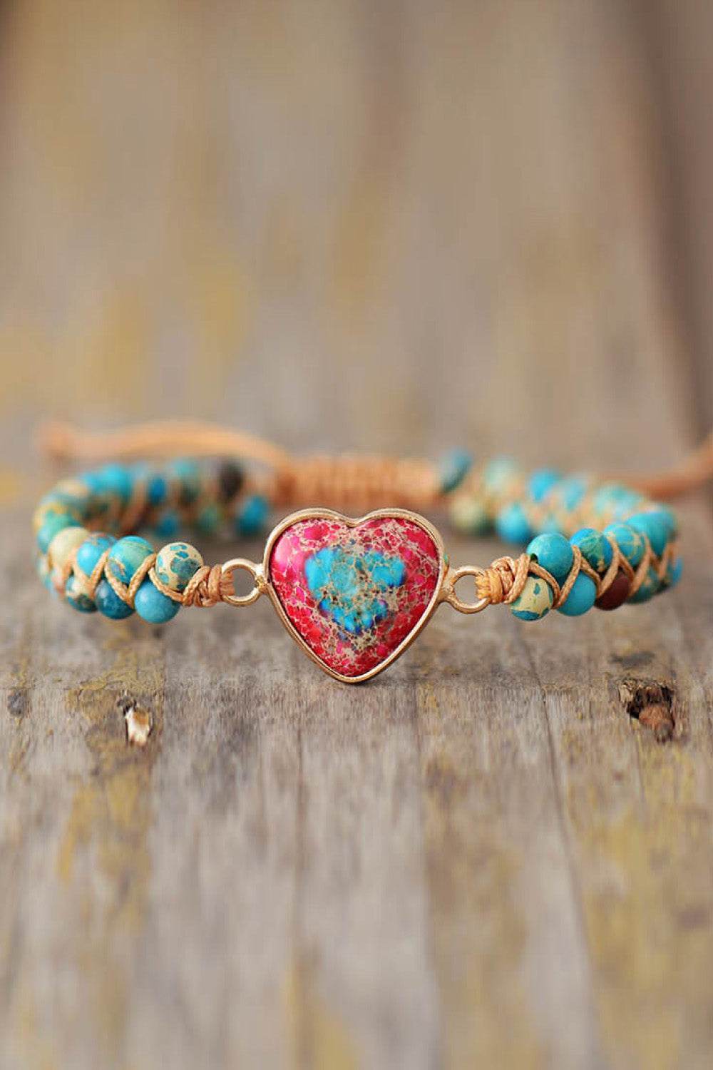 Handmade Heart Shape Natural Stone Bracelet - Colorful Bohemian Love Jewelry - Patelcreations