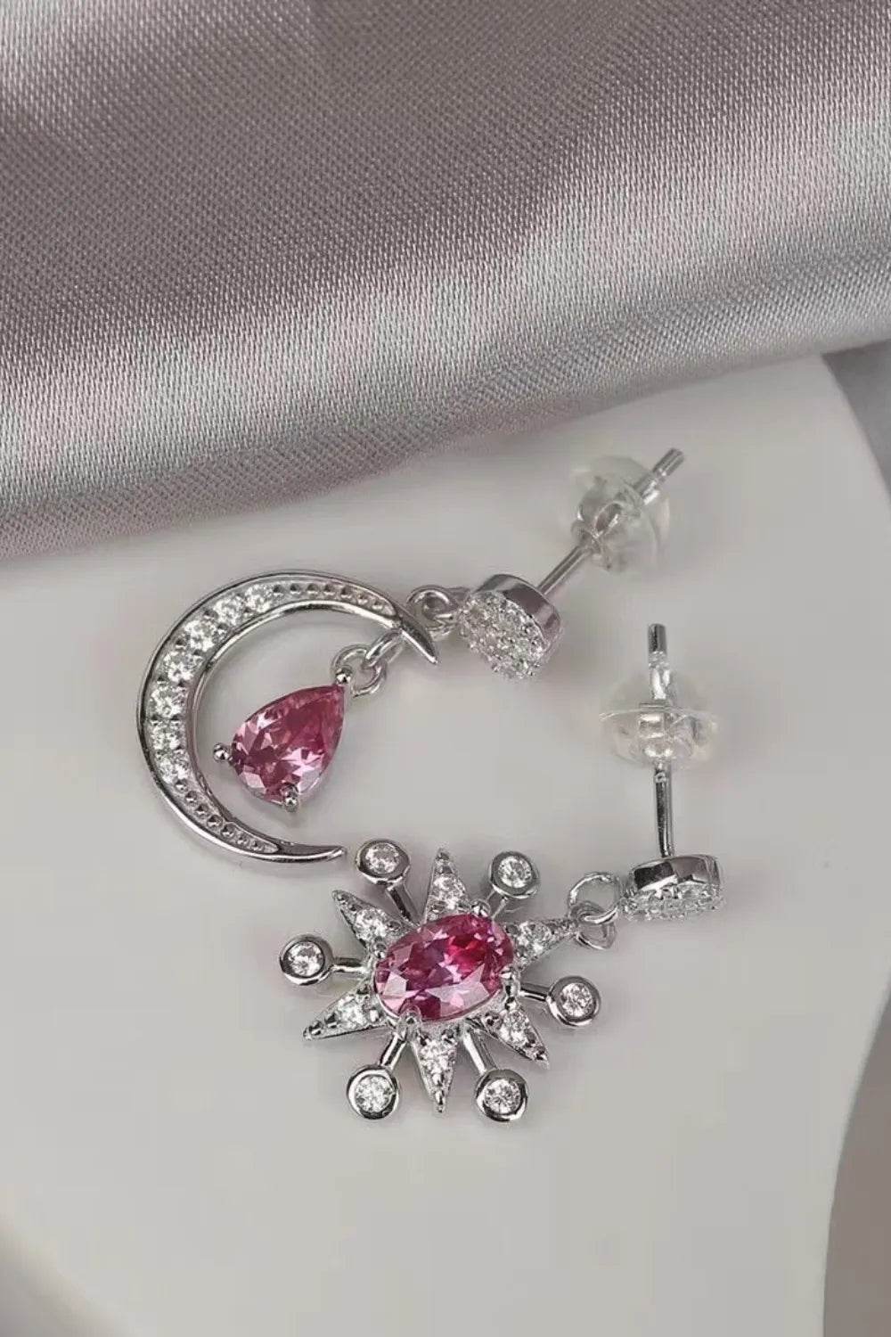 1 Carat Moissanite 925 Sterling Silver Moon & Star Earrings - Patelcreations