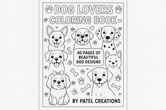 Dog Lovers Coloring Book - 40 Pages of Beautiful Dog Designs - Digital Download